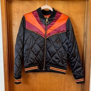 Classic Rock Couture Black and Orange Bomber Jacket